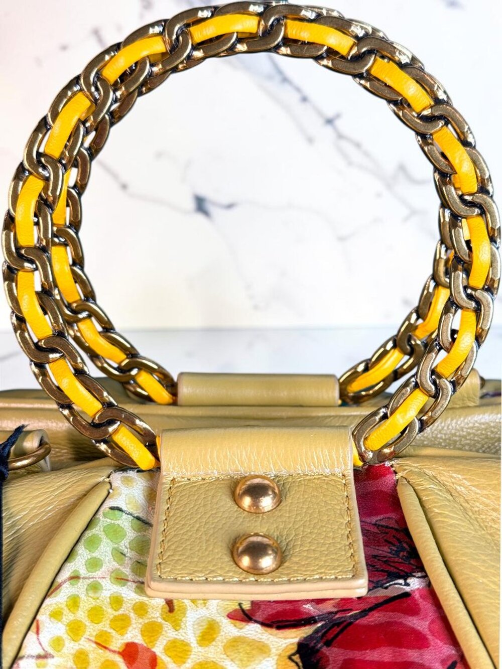 Sharif Legacy Sculpted Balloon "Sunshine" Floral Leather Crossbody Bag - New - Picture 10 of 11